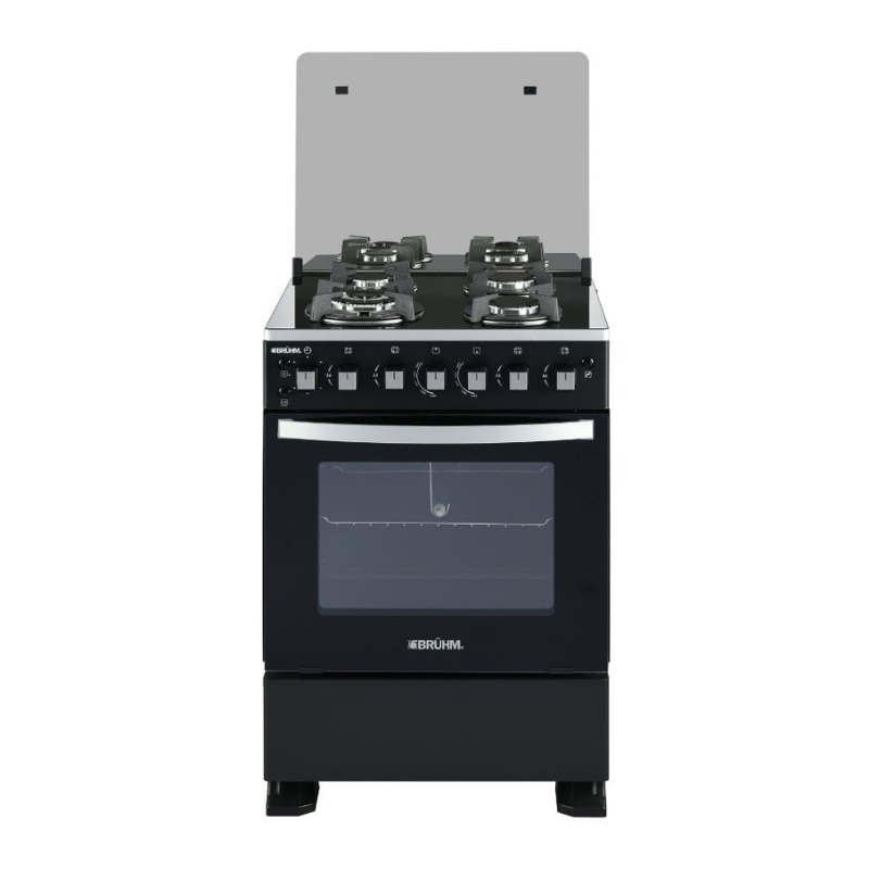 Bruhm 60x60cm Gas Cooker BGC-6640SS4 – 4 Gas Burners with Gas Oven, Double Glass Door